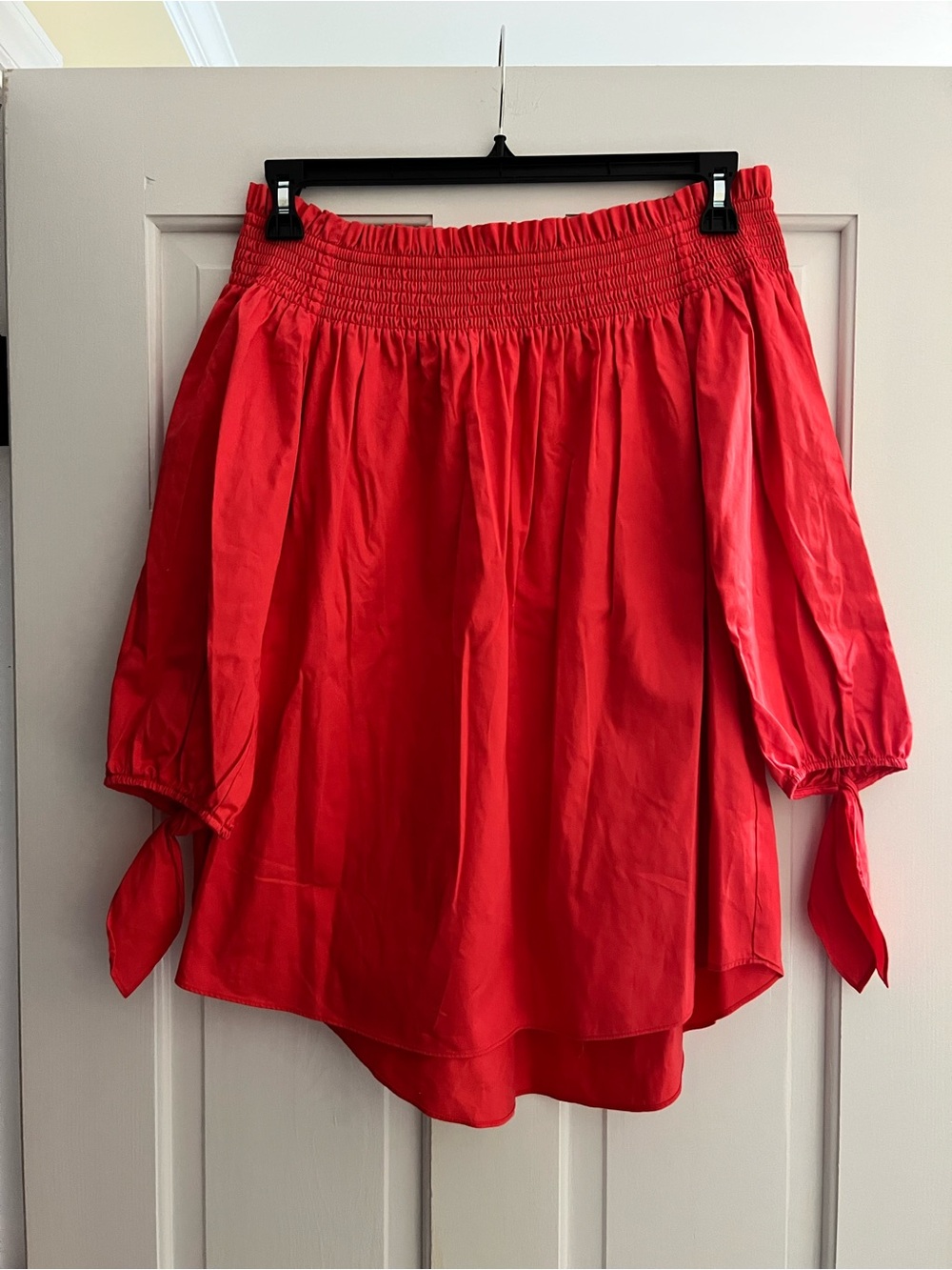 Tyler Boe Vibrant Red High-Low Off-Shoulder Skirt